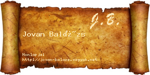 Jovan Balázs névjegykártya